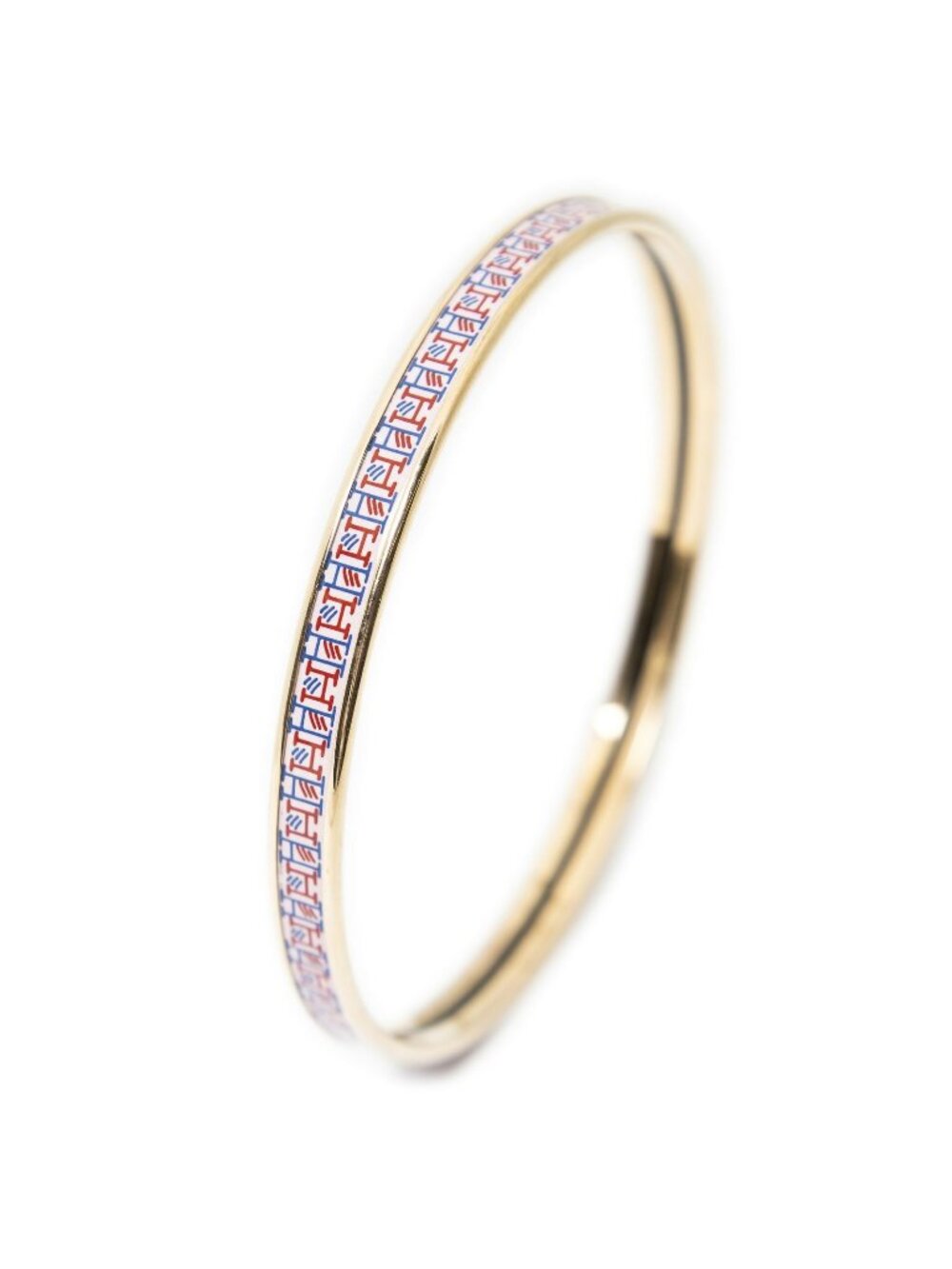 Hermes Enamel Bangle Pink Motif Bracelet